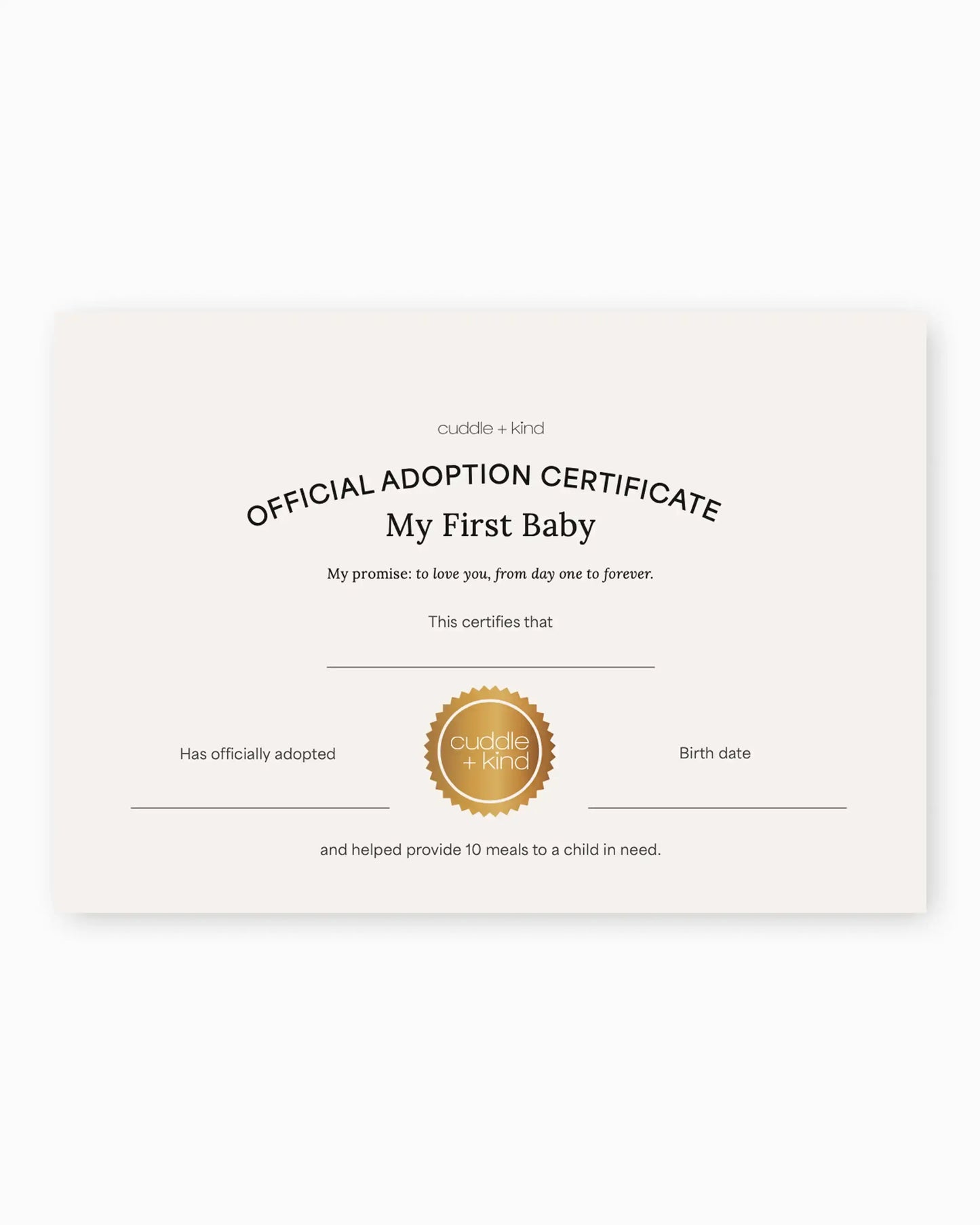 My First Baby Adoption Certificate