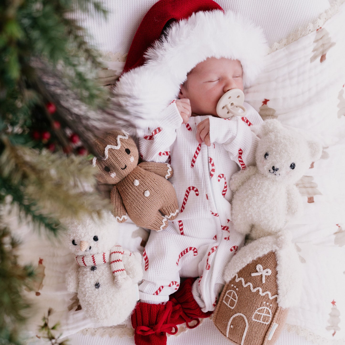 Zip Romper | Classic Candy Cane Waffle