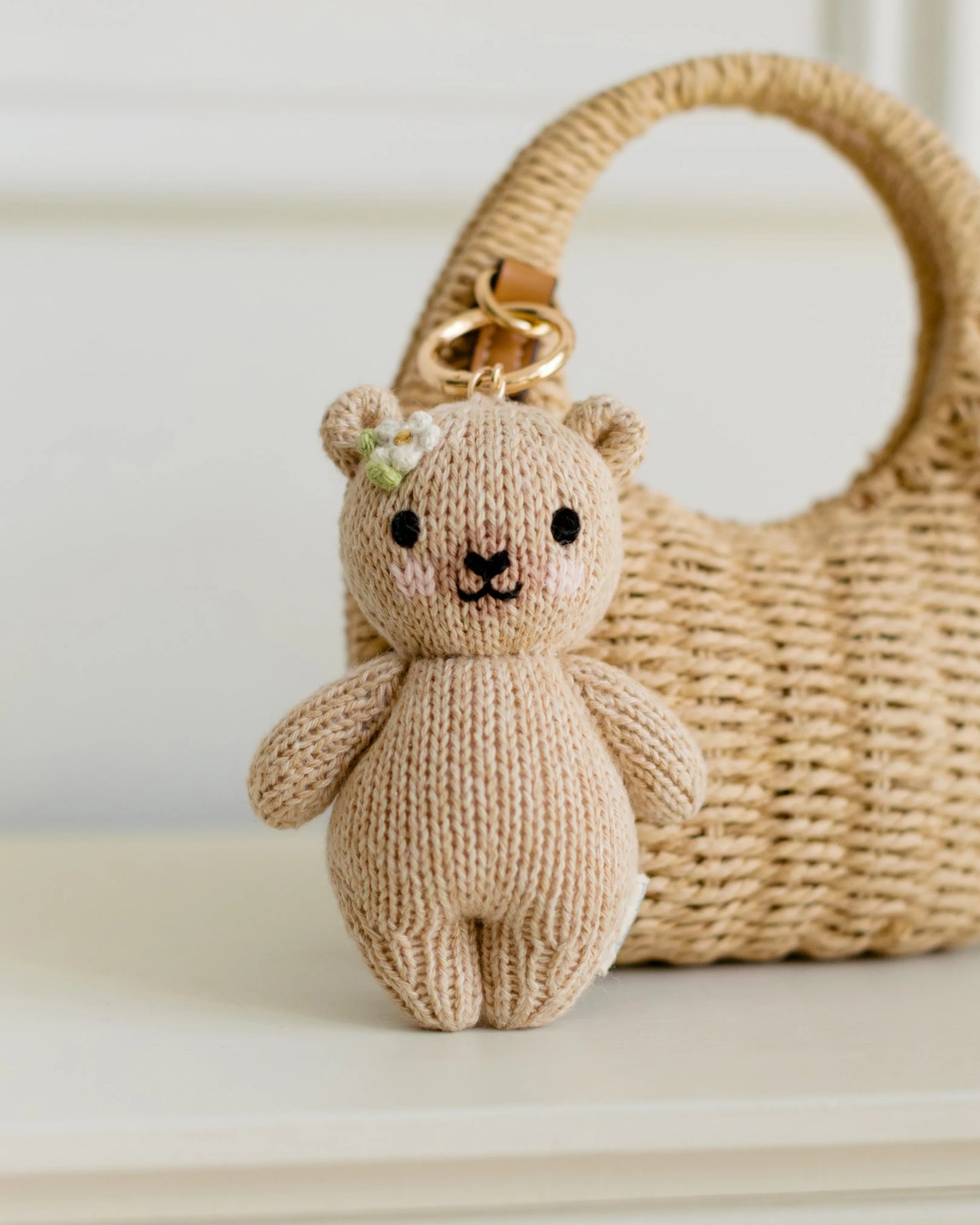 Baby honey bear (floral) bag charm